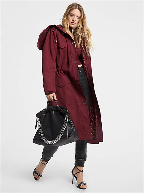 michael michael kors water-resistant cotton twill parka|michael kors jackets for women.